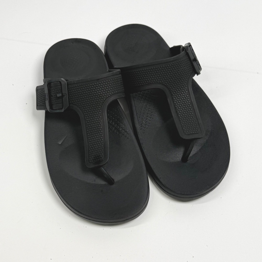 FitFlop iQushion Black Adjustable Buckle Ergonomic Flip Flop Sandals Womens 5